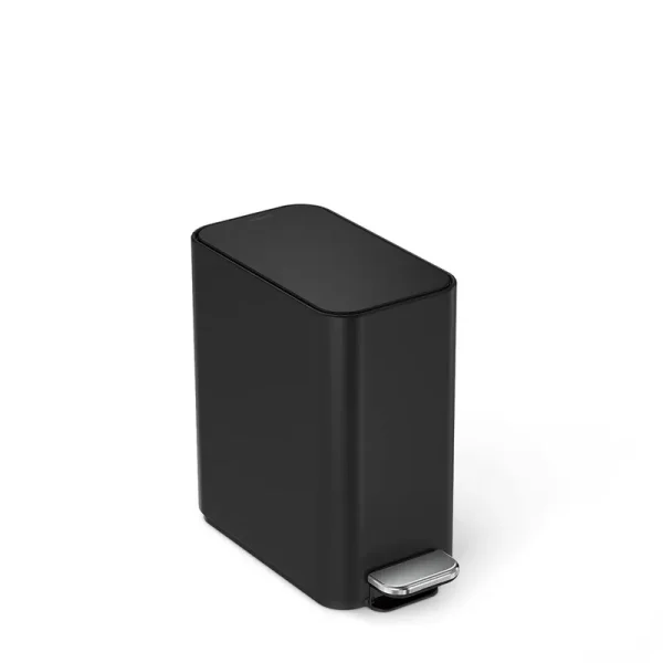 5L Slim Step Can, Matte Black Steel Trash Can, simplehuman