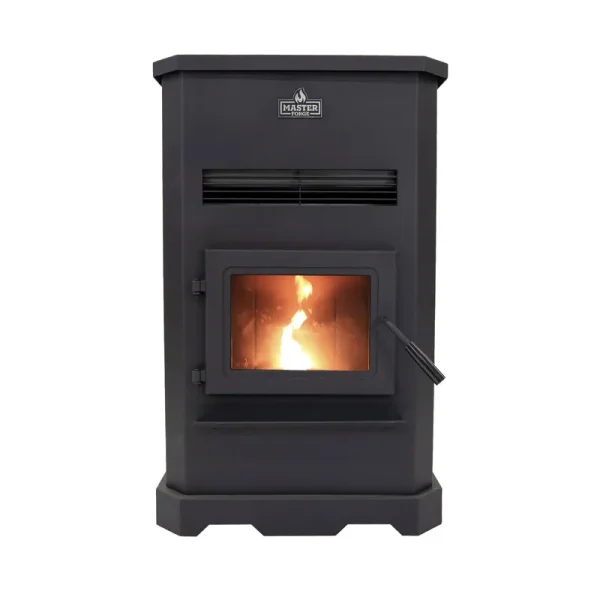 Master Forge 2500-sq ft Pellet Stove with 140-lb Hopper in Black | H140XL