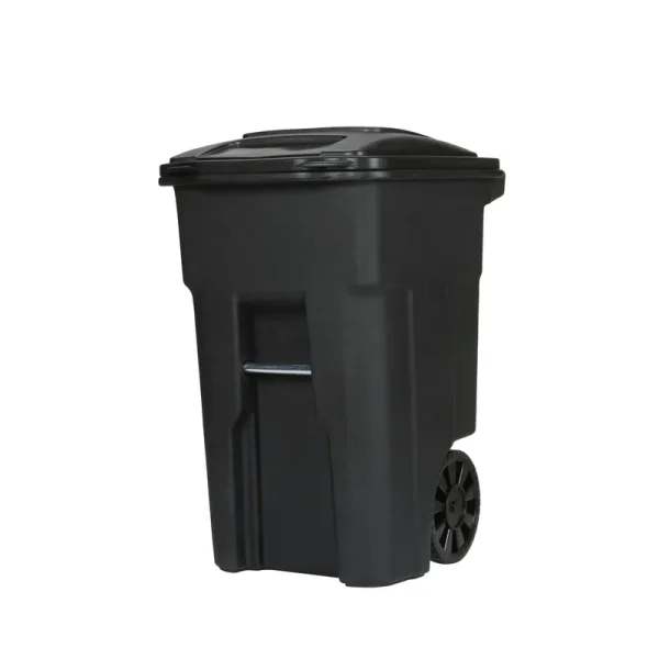 Trash Can with Wheels & Lid, Black, 48 Gallons