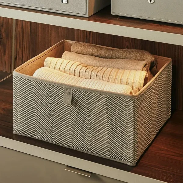 California Closets Grove Fabric Cube or Bin Grey Chevron Size: 7.5" H x 14.5" W x 13.5" D