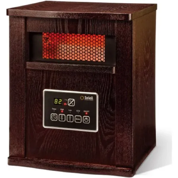Soleil Infrared 4-Element 1500W Quartz Electric Room Space Heater - Walnut