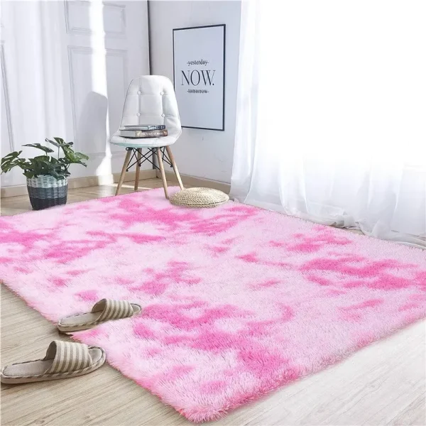 Rectangle Antonije Shag Polyester Area Rug in Gray/Pink Ebern Designs