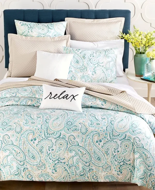 Charter Club Damask Designs Azure Paisley 3-Pc. Duvet Cover Set, King, Created for Macy's - Blue