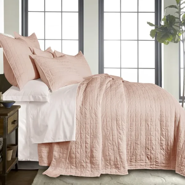 Homthreads Bowie Bedspread Set, Queen - Blush