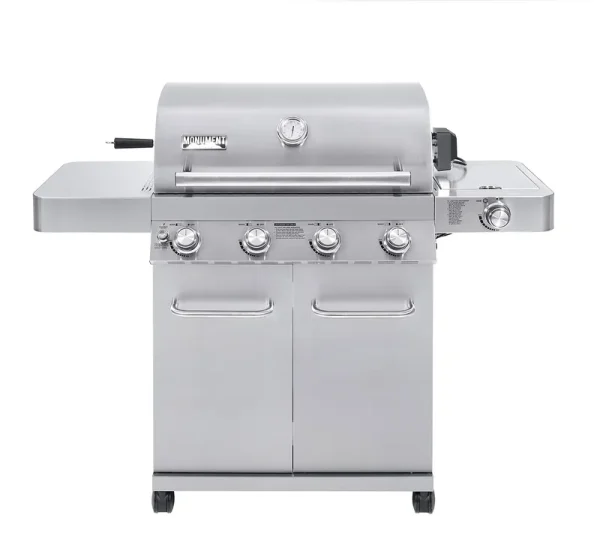 Monument Grills 17842 Stainless Steel 4-Burner Propane Gas Grill with Rotisserie - Silver
