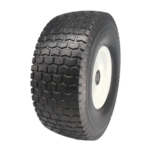Flat Free Lawn Mower Tires 15x6.00 - 6 with 3/4 & 5/8 Bearings, 3" Center Hub