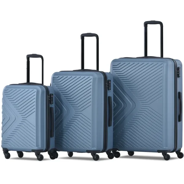 3 Piece Blue Luggage Travel Set, 20" 24" 28" Carry on Luggage with Spinner Wheels, Lightweight Hard Case Luggage Travel Suitcase Christmas Gifts for Business Trip Holiday Travel Cruise