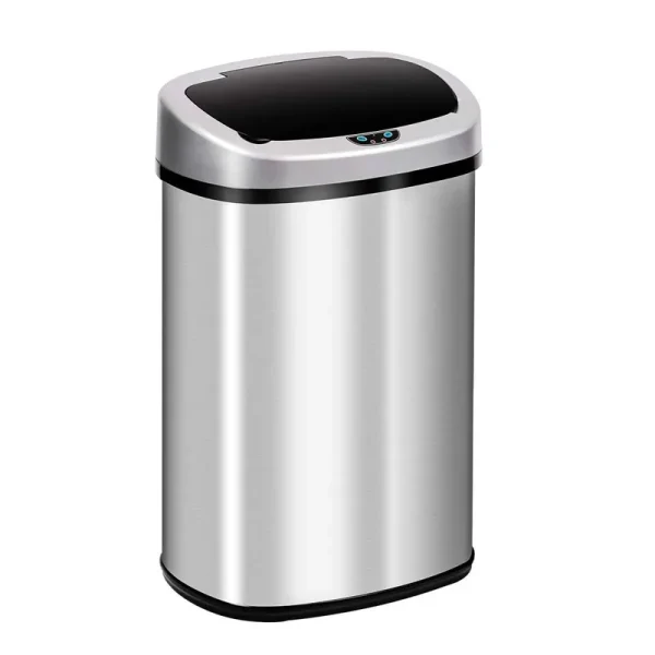 13 Gallon Kitchen Trash Can Touch Free Automatic Stainless Steel Trash Can Electronic Touchless Motion Sensor Automatic Trash Can with Lid Home