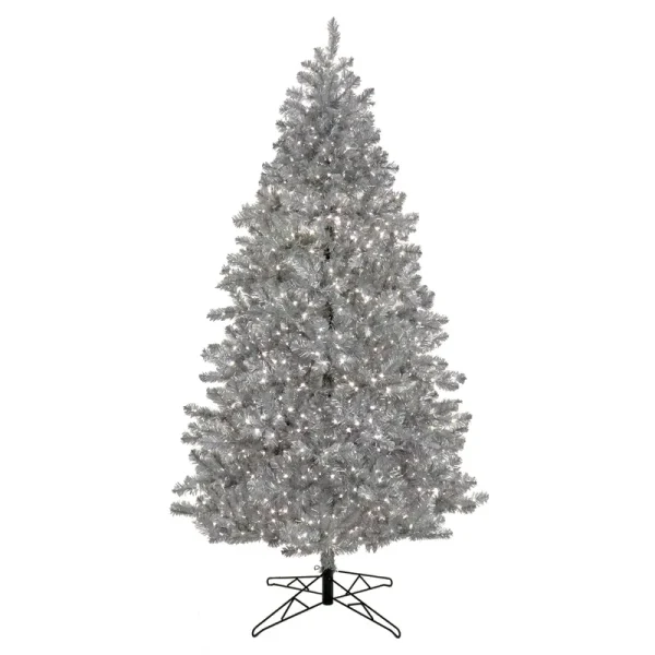 National Tree Company 7.5 ft. Pre-Lit Christmas Matte Silver Metallic Tree