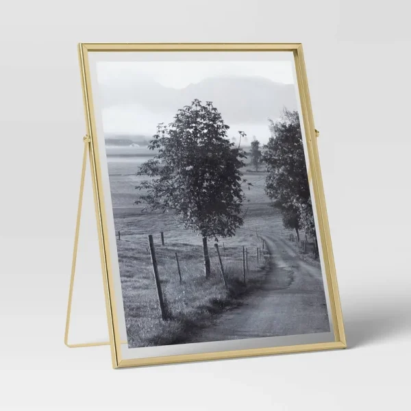 Threshold Linear Metal Easel Single Image Frame Brass - 1 Each