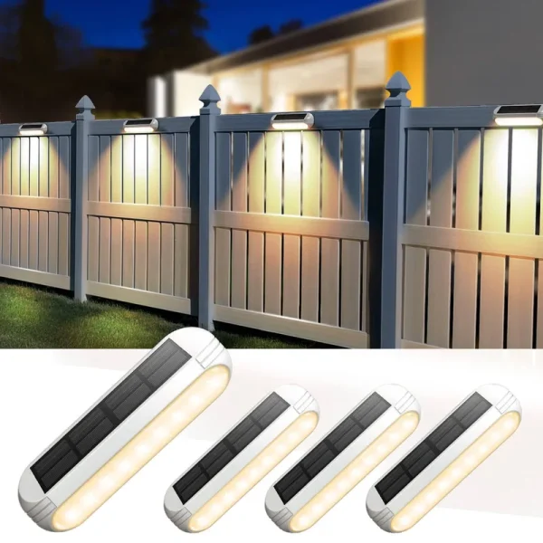 ahaorigin Solar Outdoor Lights 4 Pack, Bright Fence Lights with Multi-Color Changing & Warm White Mode, Upgraded Solar Step Lights Outdoor