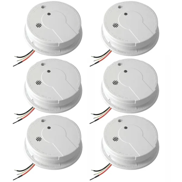 Kidde i12040A 21029729, Smoke Alarm Corded Electric Hardwired 120V, 6 Pack