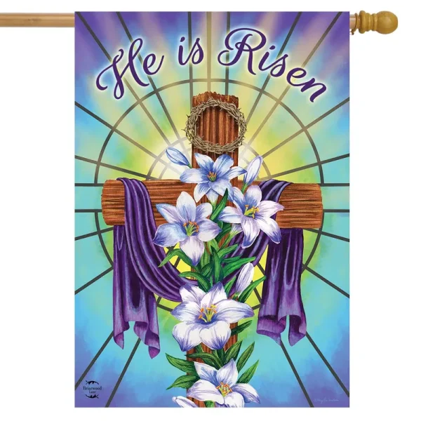 Briarwood Lane Easter Cross Religious House Flag Holiday Lilies 28" x 40"