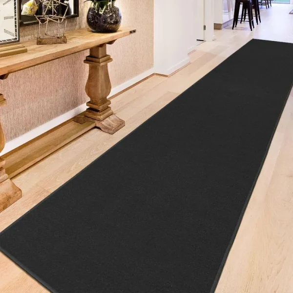 Ottomanson Ottohome Solid Runner Rug Black 2'7 inch x 12'