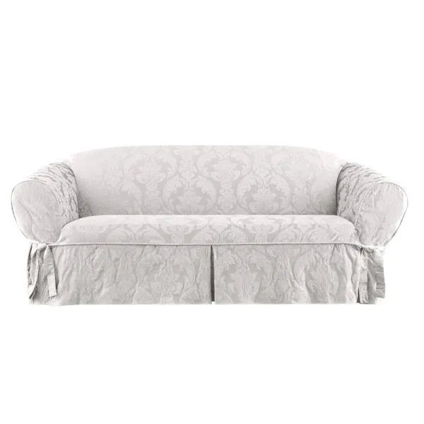 Sure Fit Matelasse Damask Sofa Slipcover, White