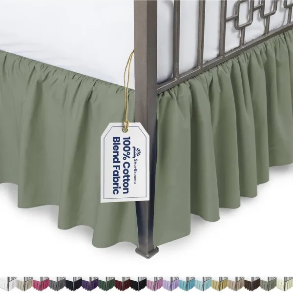 Ruffled Bed Skirt with Split Corners - Day Bed 14" Drop - Sage