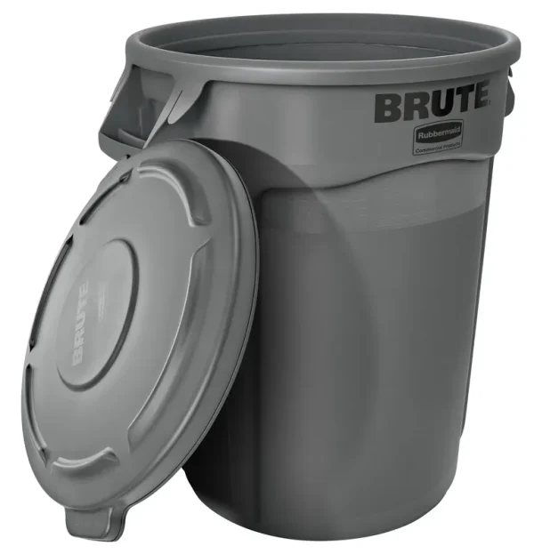 Rubbermaid Commercial Products Brute 32-Gallon Gray Plastic Trash Can with Lid | 2118185
