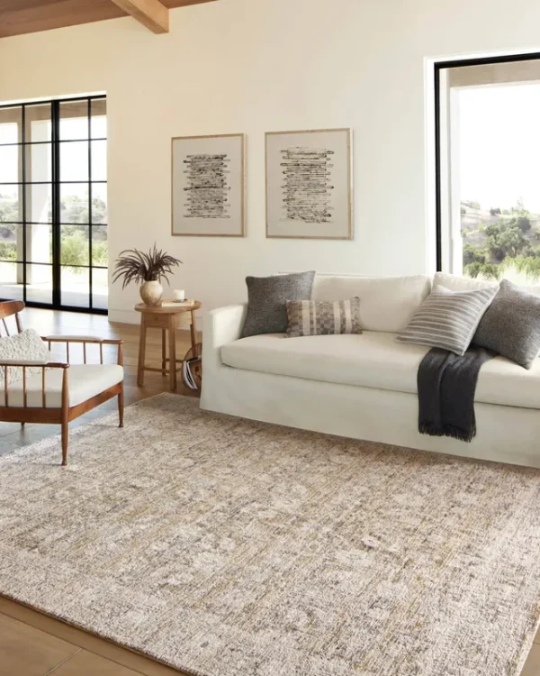 Amber Lewis x Loloi Alie ALE-05 7'10" x 7'10" Round Area Rug - Gold, Beige