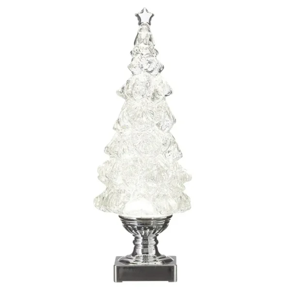Raz 2022 Holiday Water Lanterns 13.75" Silver Lighted Swirling Glitter Tree