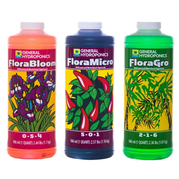 General Hydroponics Flora Grow Bloom Micro Combo Fertilizer 1 Quart