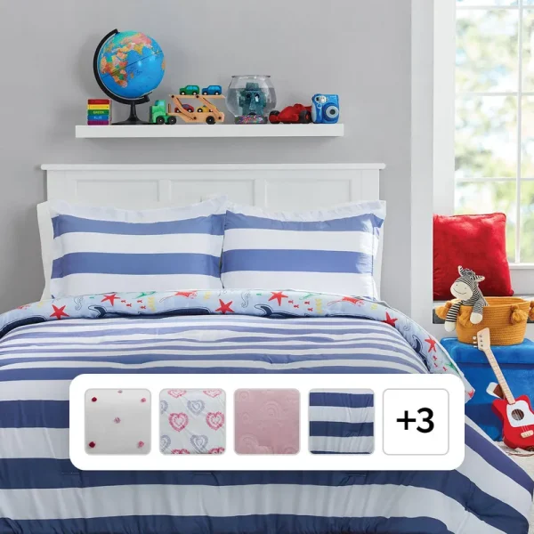 Member's Mark Kids Cotton 2PC/3PC Comforter Set-Twin-Navy