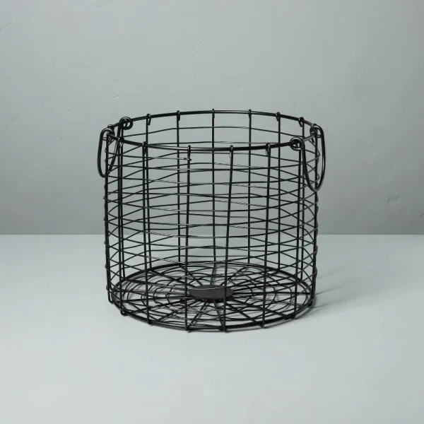 Medium Round Wire Storage Basket with Handles Black - Hearth & Hand with Magnolia