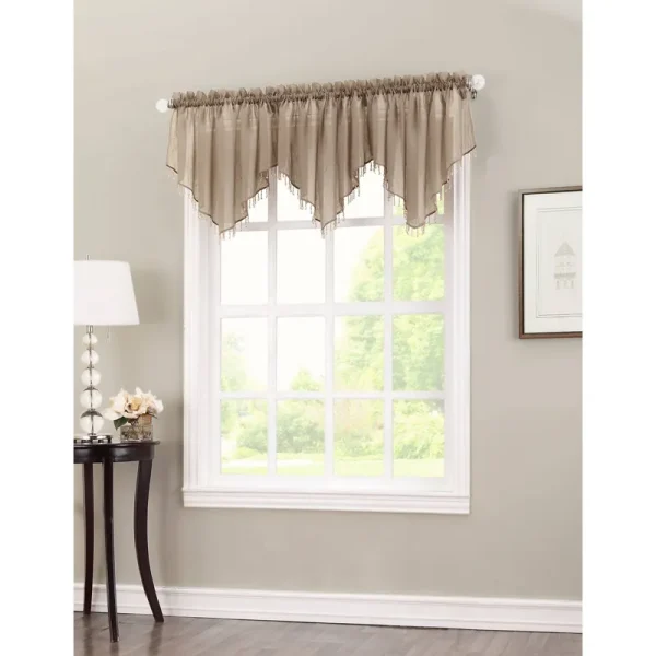 No. 918 Erica Crushed Sheer Voile Ascot Curtain, Taupe