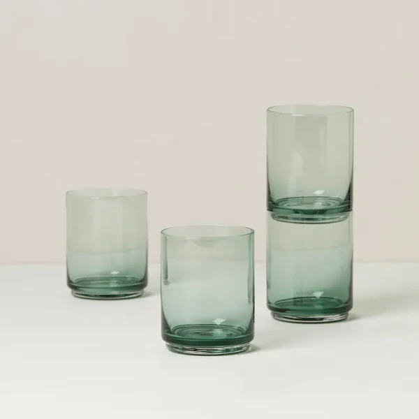 Lenox Tuscany Classics Set of 4 Green Tall Stackable Glasses