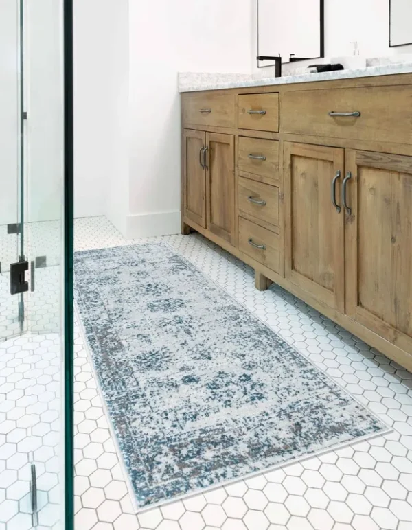 Unique Loom Monaco 4 ft Runner Light Blue Bohemian, Floral Area Rug