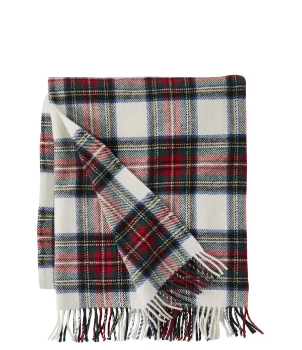 L.L.Bean Washable Wool Plaid Throw Blanket - Dress Stewart Plaid