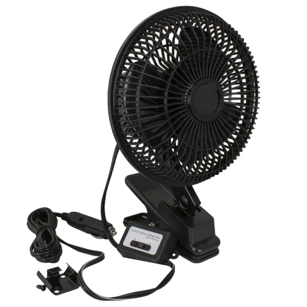 Auto Drive 12 Volt 6" Car Clip-On or Dash Mount Fan, Black
