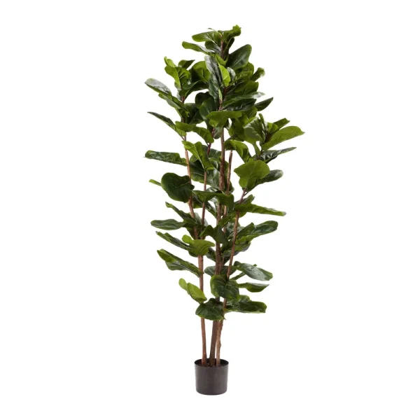 Pure Garden Artificial Fiddle Leaf Fig Tree - Faux Plant in Pot