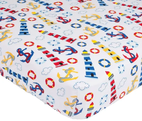 Mellanni Toddler 3 Piece Set Light-House - Includes Fitted Sheet, 2 Pillowcases Standard and Toddler - Fits Baby Crib Too - Super Soft Kids Bedding