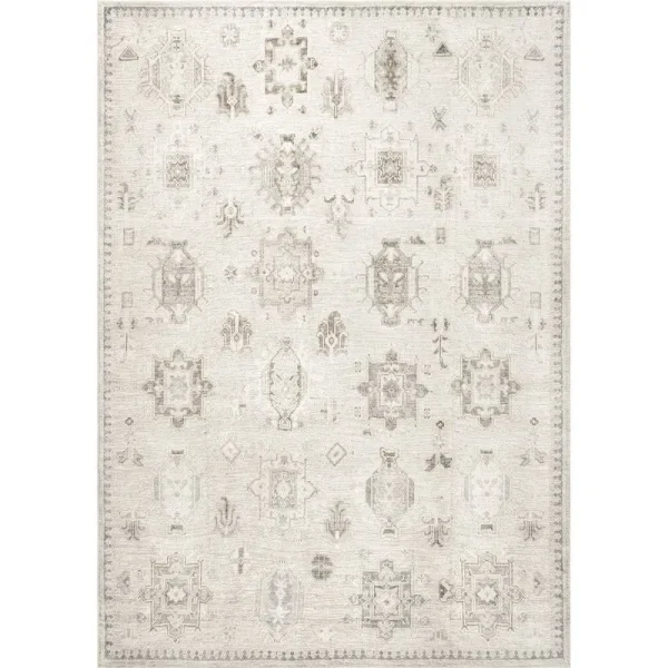 Elverta Oriental Machine Washable Beige Area Rug Birch Lane Rug Size: Rectangle 3' x 5'