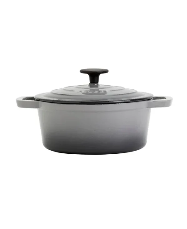 Smith and Clark Cast Iron 3 Quart Round Enamel Dutch Oven - Gray