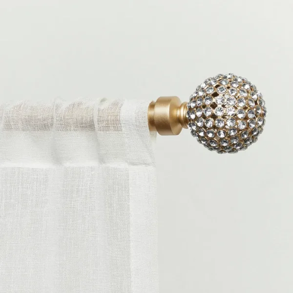 Exclusive Home Anastasia 1" Curtain Rod and Finial Set, Gold, Adjustable 36"-72"