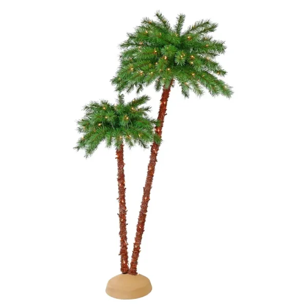 Puleo International 3.5 6 Foot Pre Lit Artificial Palm Tree with 175 UL Lights