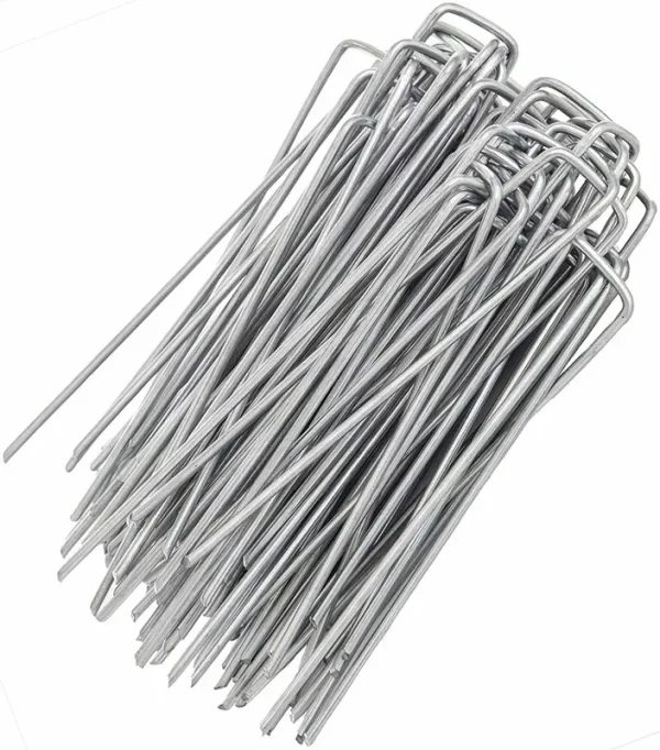 GardenGloss Galvanized Landscape Staples Made of Anti-rust Steel (100 Pieces) - Garden Staples for Blowups, Landscape Fabric & Decoration -