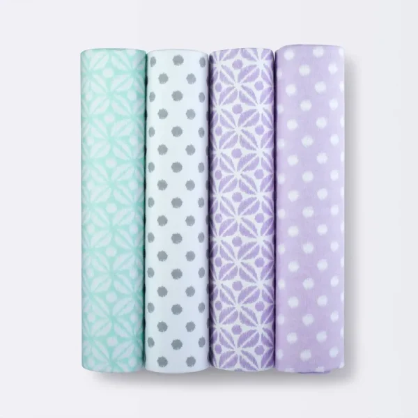 Flannel Baby Blankets Two by Two 4pk - Cloud Island Gray (Purple)