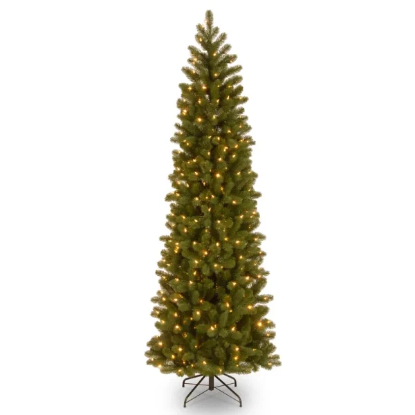 National Tree Company 6.5 ft. Downswept Douglas Pencil Slim Fir Tree with Dual Color LED Lights