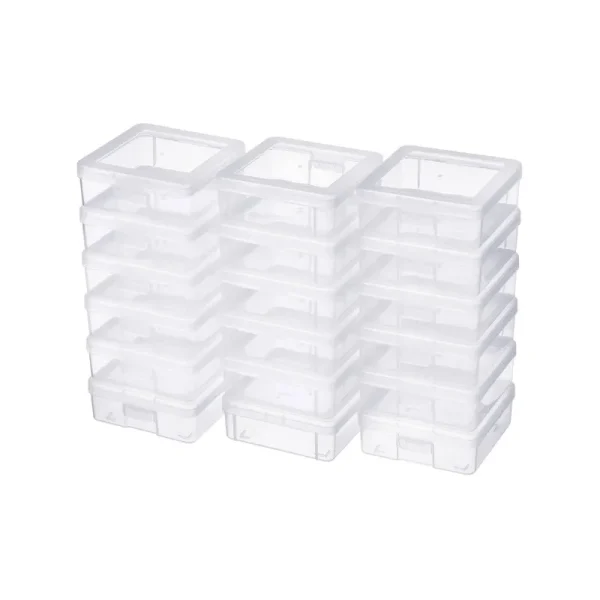 Naivees 18 Pack Storage Containers with Latching Lid Small Size 5" x 5"x 1.9" Plastic Clear Boxes for Office,Beauty