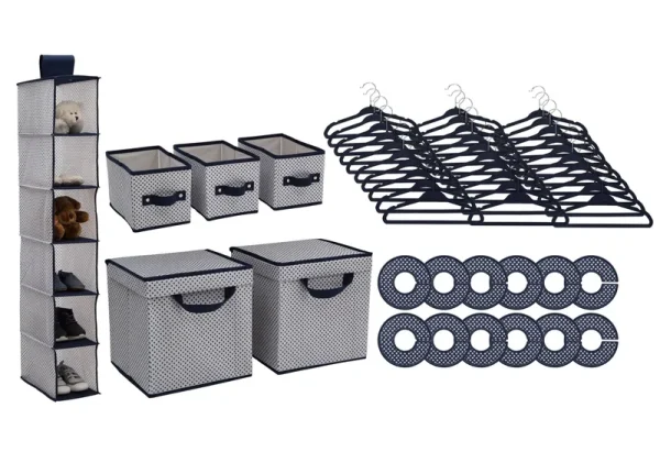 Delta Children 48 Piece Nursery Storage Set Navy (417)