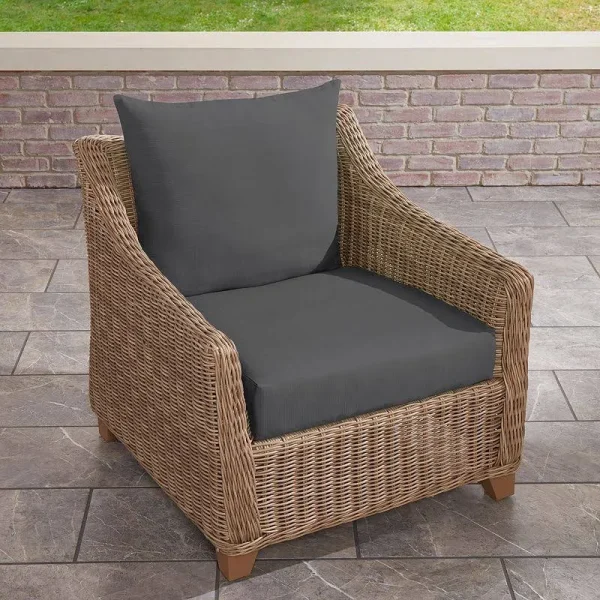 Terrasol Solid Deep Seat Chair Cushion and Back Set, Grey