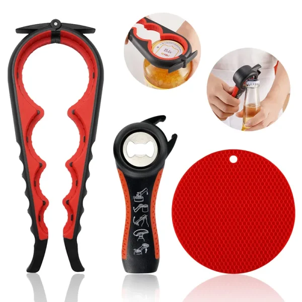 HUMANFUN Jar Opener for Weak Hands, Easy Twist Jar Opener for Seniors with Arthritis, 5 in 1 Multi Function Bottle Opener Lid Opener for Arthritic