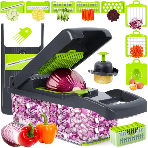 Vegetable Chopper, Onion Chopper, Mandolin Slicer,Pro 10 in 1Professional Food Choppermultifunctional Vegetable Chopper and Slicer, Dicing Machine, Ad