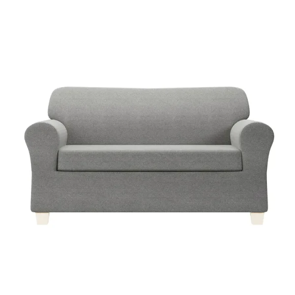 Zenna Home Recycled Cotton 2-Piece Loveseat Slipcover, Black Heather