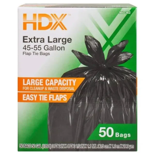 HDX 50 gal. Black Extra Large Trash Bags (50-Count)