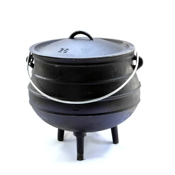 Lehman's Potjie Cast Iron Campfire Cooking Kettle Pot 3 Leg 20.75 inch 18.5 Gallon, Black