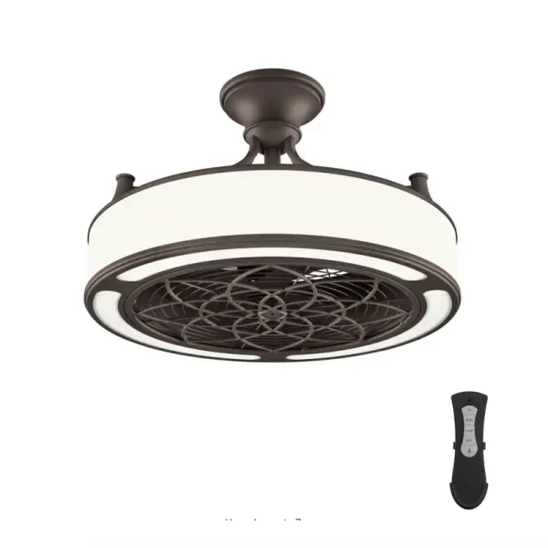 Home Decorators Collection Windara 22 in. LED Indoor/Covered Outdoor Bronze Ceiling Fan with Light Kit and Remote Control