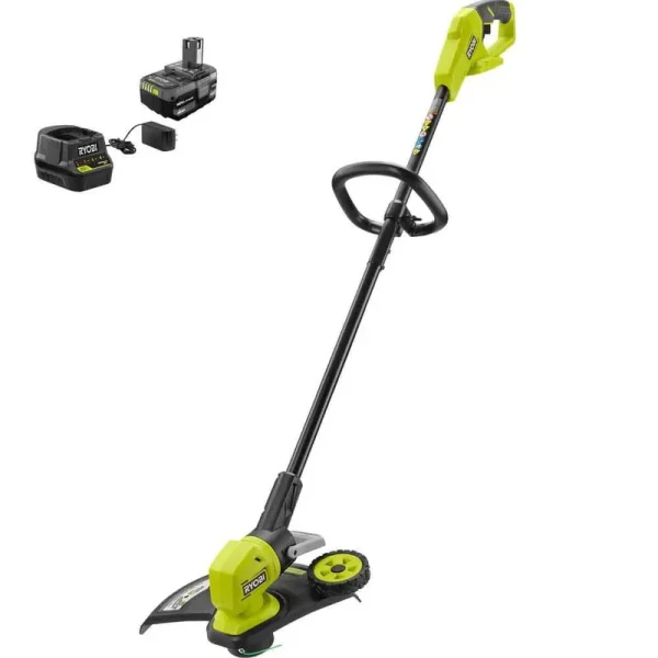Ryobi P20180-AC One+ 18V 13 in. Cordless Battery String Trimmer/ Edger with Extra 3-Pack of Spools, 4.0 Ah Battery and Charger
